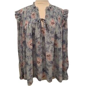 Grace and Karma Pastel Smocked Flowy‎ Top